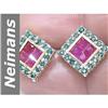 Image 1 : 2.58 ct Blue Diamond & Ruby Earrings 14kt Gold