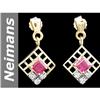 Image 1 : 1.01 ct Ruby & Diamond Earrings 14kt Gold