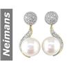 Image 1 : 8.5 MM Akoya Pearl & Diamond Earrings 14kt Gold