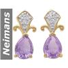 Image 1 : 2.25 ct Amethyst & Diamond Earrings 14kt Gold