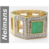 Image 1 : Elegant 2.96 ct Emerald & Diamond Gents Ring 14kt Gold