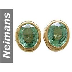 1.00 ct Green Sapphire Earrings 14kt Gold