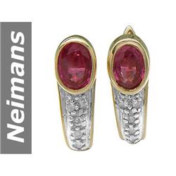 1.28 ct Ruby & Diamond Earrings 14kt Gold