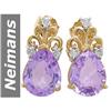 Image 1 : 4.53 ct Amethyst & Diamond Earrings 14kt Gold