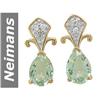 Image 1 : 2.48 ct Green Amethyst & Diamond Earrings 14kt Gold