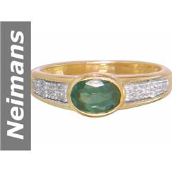 1.00 ct Green Tourmaline & Diamond Ring 14kt Gold