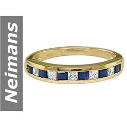 .98 ct Blue & White Sapphire Ring 14kt Gold