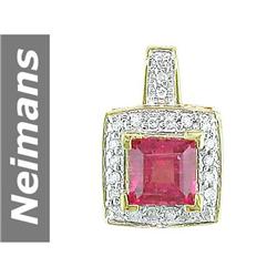 1.51 ct Pink Tourmaline & Diamond Pendant 14kt Gold