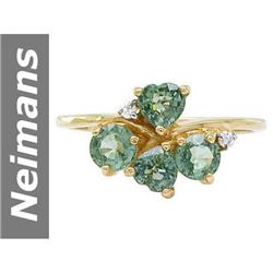 1.49 ct Green Sapphire & Diamond Ring 14kt Gold