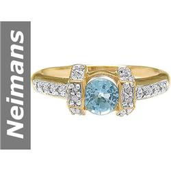 1.18 ct Blue Topaz & Diamond Ring 14kt Gold