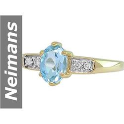 1.04 ct Blue Topaz & Diamond Ring 14kt Gold