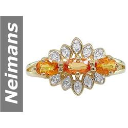 1.55 ct Orange Sapphire & Diamond Ring 14kt Gold