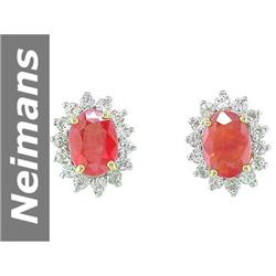 2.98 ct Orange, White Sapphire Earrings 14kt Gold