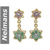Image 1 : 3.38 ct Green, Pink, White Sapphire Earrings 14kt Gold