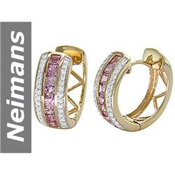 3.22 ct Pink Sapphire & Diamond Earrings 14kt Gold