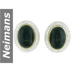 16.15 ct Black Spinel & Diamond Earrings 14kt Gold