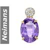 Image 1 : 5.25 ct Amethyst & Diamond Pendant 14kt Gold