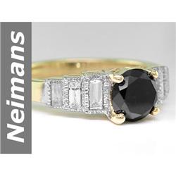 New 1.63 ct Black & White Diamond Ring 14kt Gold