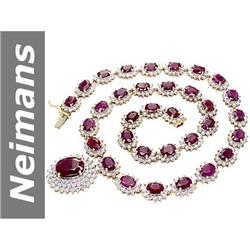 71.66 ct Ruby & Diamond Necklace 14kt Gold