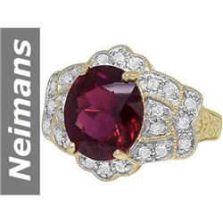 5.34 ct Pink Tourmaline & Diamond Ring 14kt Gold