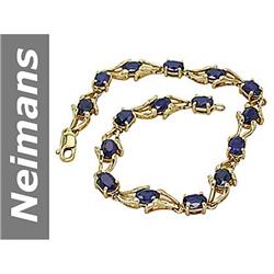 Classy 9.60 ct Blue Sapphire Bracelet 14kt Gold