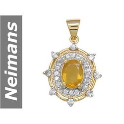 3.16 ct Yellow & White Sapphire Pendant 14kt Gold