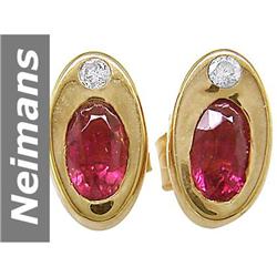 .51 ct Pink Tourmaline & Diamond Earrings 14kt Gold