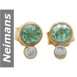 .53 ct Green Sapphire & Diamond Earrings 14kt Gold