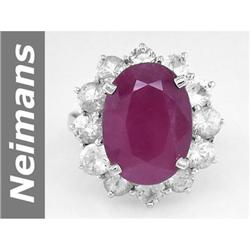 Hot 24.80 ct Ruby & White Sapphire Ring 14kt Gold