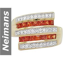 1.34 ct Orange Sapphire & Diamond Ring 14kt Gold