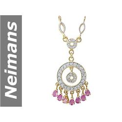 2.56 ct Pink Sapphire & Diamond Necklace 14kt Gold