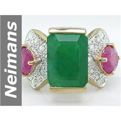 12.25 ct Emerald & Ruby & Diamond Ring 14kt Gold