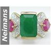 Image 1 : 12.25 ct Emerald & Ruby & Diamond Ring 14kt Gold