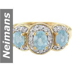 2.36 ct Blue Zircon & Diamond Ring 14kt Gold