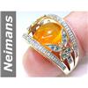 Image 1 : 4.00 ct Fire Opal, Blue Diamond & Diamond Ring 14kt Gold