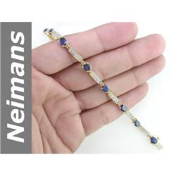 6.49 ct Sapphire & Diamond Bracelet 14kt Gold