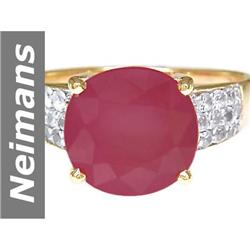 7.50 ct Ruby & White Sapphire Ring 14kt Gold