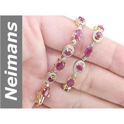8.49 ct Ruby & Diamond Bracelet 14kt Gold
