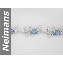 Charming 5.70 ct Tanzanite & Diamond Bracelet 14kt Gold
