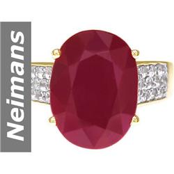 8.70 ct Ruby & White Sapphire Ring 14kt Gold