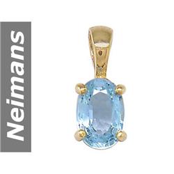 .75 ct Blue Topaz Pendant 14kt Gold