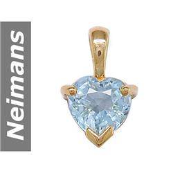 1.00 ct Blue Topaz Pendant 14kt Gold