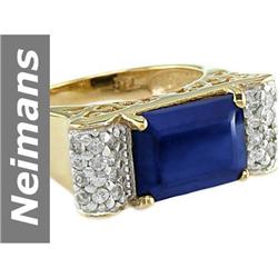 6.64 ct Blue & White Sapphire Ring 14kt Gold