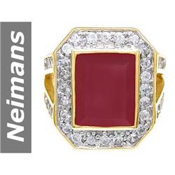 7.83 ct Ruby & White Sapphire Ring 14kt Gold