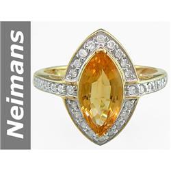 1.91 ct Citrine & Diamond Ring 14kt Gold