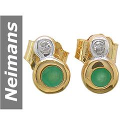 .19 ct Emerald & Diamond Earrings 14kt Gold