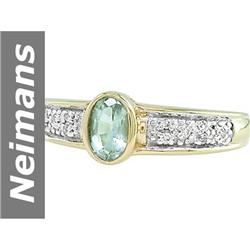 1.00 ct Green Amethyst & Diamond Ring 14kt Gold