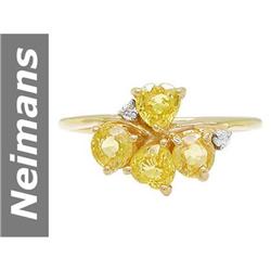 1.49 ct Yellow Sapphire & Diamond Ring 14kt Gold