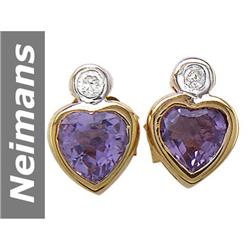 .43 ct Amethyst & Diamond Earrings 14kt Gold