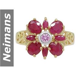 2.63 ct Pink Sapphire & Ruby Ring 14kt Gold